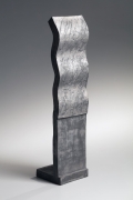 Silver slip-glazed, tall undulating, standing sculpture, 1987