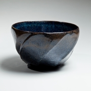 Shimizu Uichi, Japanese glazed stoneware, Japanese tenmoku-glazed bowl, tenmoku glaze, 1960