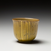 Ono Hakuko, Sake cup with applied gold foil, 1980s, Glazed porcelain with gold leaf, Japanese contemporary ceramics