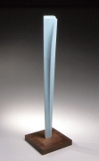 Narrow vertical sculpture with trianglar open mouth titled &quot;Green&quot;, 2002