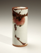 Persimmon-decorated columnar vase, 1980
