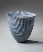 Ogata Kamio, standing conical, neriage vessel, 2015. Marbleized stoneware, Japanese modern, contemporary, ceramics, sculpture