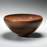 Shimizu Uichi, Japanese glazed stoneware, Japanese brown-glazed bowl, ca. 1963