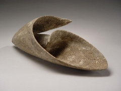 Itō Tadashi (b. 1952), Spiral shell-shaped stoneware vessel with raked pattern