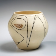 Fujimoto Yoshimichi (Nodo), Sodeisha-style vessel, glazed stoneware ca. 1965 , Living National Treasure, Japanese vessel, Japanese clay, Japanese ceramics, Japanese pottery, Japanese contemporary ceramics,