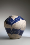 Kamoda, Shoji, Kamoda Shoji, vessel, vase, blue, enamel, glazed, stoneware, ceramics, Japanese, modern, Japanese ceramics, 1976