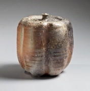Natural ash-glazed&nbsp;Shigaraki&nbsp;pumpkin-shaped water jar, 1970s