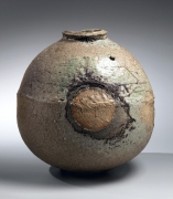 Tsujimura Shiro, Japanese stoneware with natural ash glaze, Japanese shigaraki, Japanese vase, ca. 1985