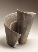 Kei (Mindscape), vertical spiraling sculpture, 2013, Japanese contemporary, modern, ceramics, sculpture