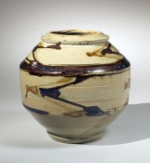 Hamada Shoji, iron-oxide-glazed, tsubo, ca. 1945-1950, glazed stoneware, Japanese ceramics, Japanese pottery, Japanese tsubo, Japanese iron-oxide glaze, Japanese modern ceramics
