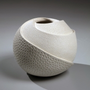 White vase with impressed patterning, 2017