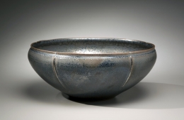 Kamada, Koji, Kamada Koji, bowl, tenmoku, silver, black, stoneware, glaze, contemporary, ceramics, Japanese, 2008