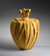 Yellow sculpture in the shape of&nbsp;furoshiki&nbsp;(wrapping cloth), 2018